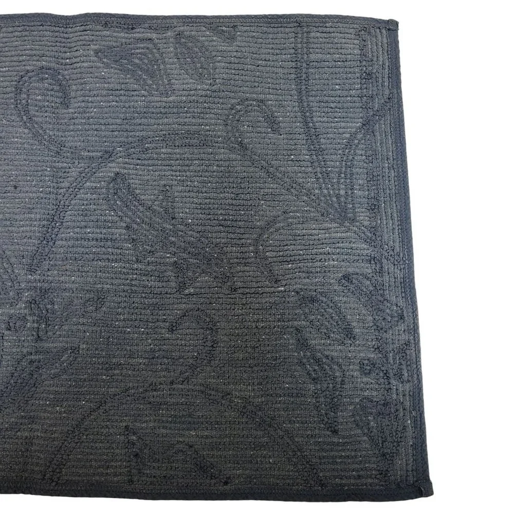 Sonoma Goods For Life Quinn Collection Bath Rug Navy Blue Paisley Inlay Pattern